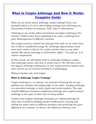 what is crypto arbitrage and how it works