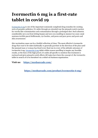ivermectin 6 mg is a first rate tablet in covid 19