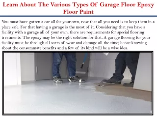 learn about the various types of garage floor