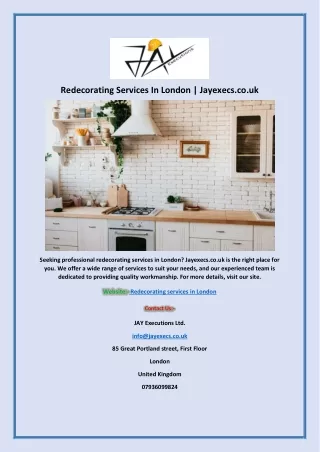 Redecorating Services In London | Jayexecs.co.uk