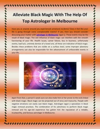 Alleviate Black Magic With The Help Of Top Astrologer In Melbourne