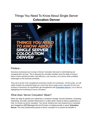 things you need to know about single server