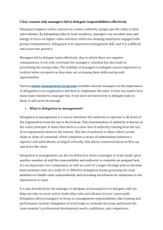 5 key reasons why managers fail to delegate responsibilities effectively