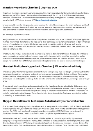 massive hyperbaric chamber oxyflow duo