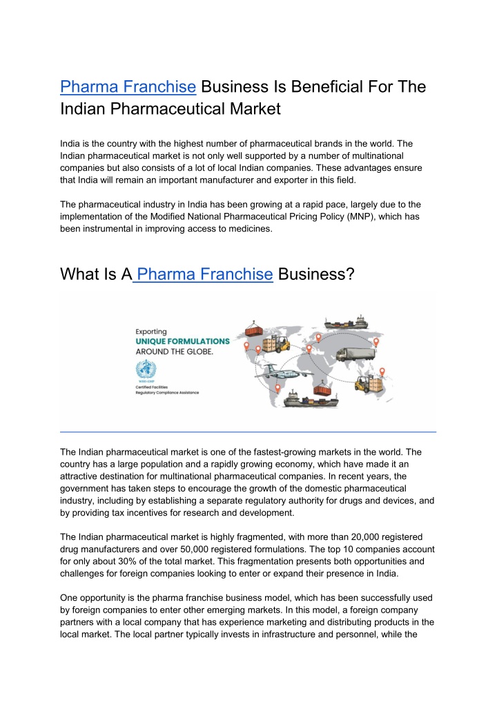 pharma franchise business is beneficial