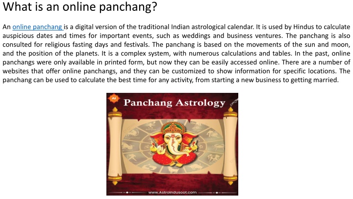 what is an online panchang