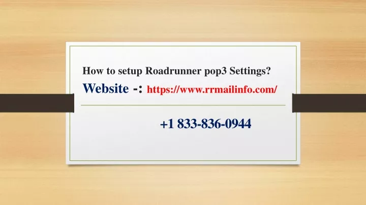 how to setup roadrunner pop3 settings website