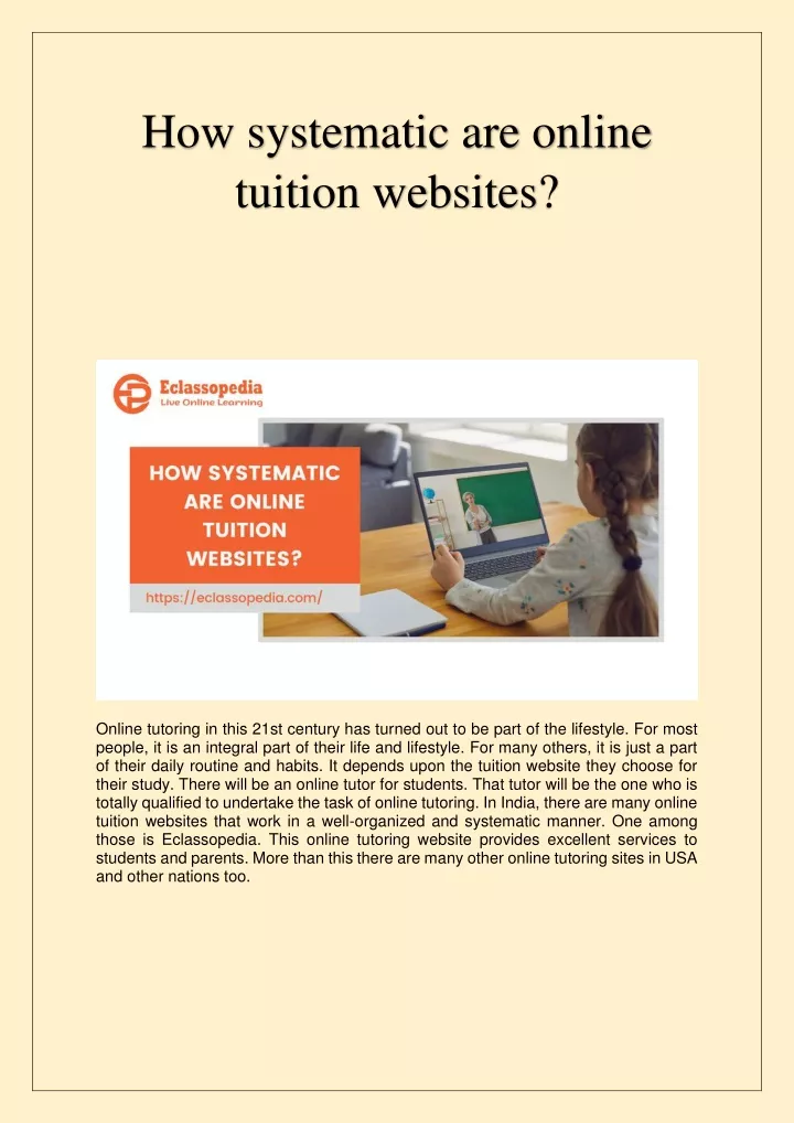 how systematic are online tuition websites