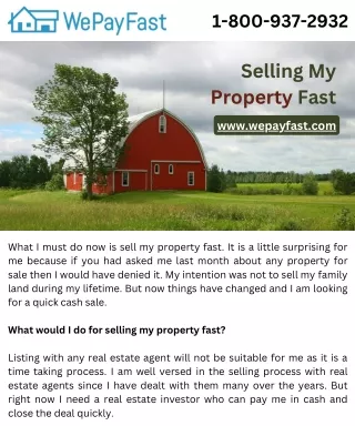 Selling My Property Fast For Cash