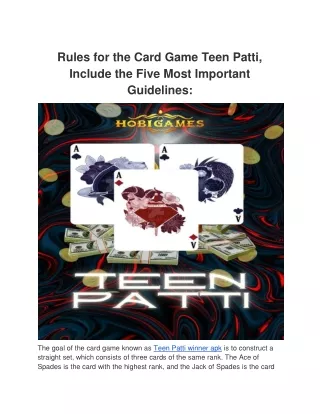 rules for the card game teen patti include