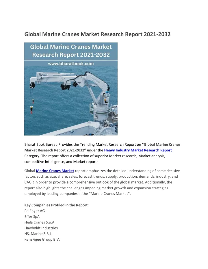 global marine cranes market research report 2021