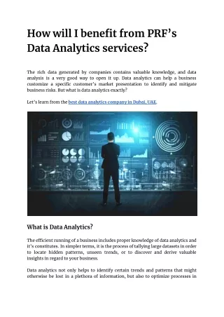 How will I benefit from PRF’s Data Analytics services?