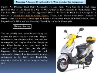Choosing A Scooter Or A Moped Is A Wise Decision For Commuters