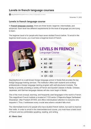 Levels in french language courses