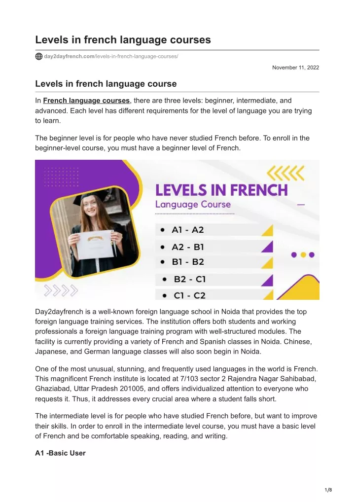 levels in french language courses