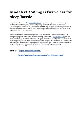 modalert 200 mg is first class for sleep hassle