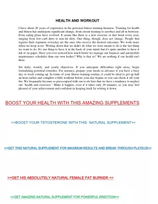 HEALTH AND WORKOUT