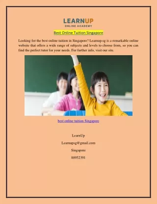 Best Online Tuition Singapore  Learnup.sg