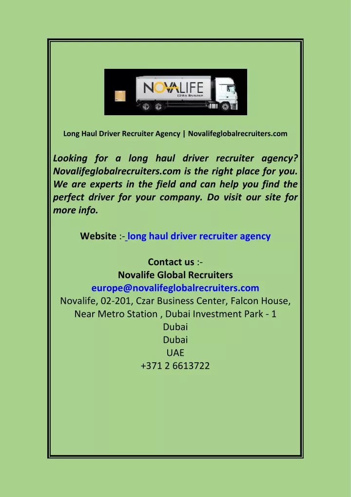 long haul driver recruiter agency