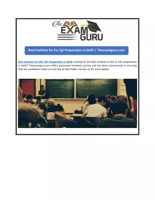 Best Institute for Ssc Cgl Preparation in Delhi | Theexamguru.com