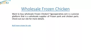 Wholesale Frozen Chicken  Sgcooperative.com