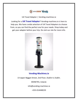 uk travel adapter vending machines ie