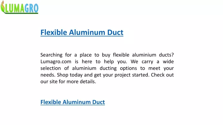 flexible aluminum duct