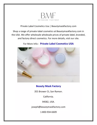 Private Label Cosmetics Usa | Beautymaskfactory.com