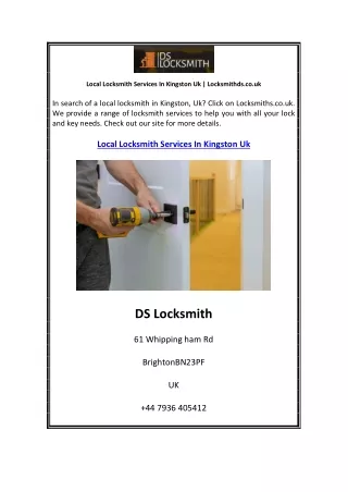 Local Locksmith Services In Kingston Uk | Locksmithds.co.uk