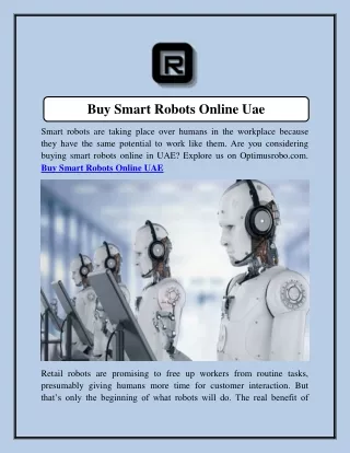 Buy Smart Robots Online Uae  Optimusrobo