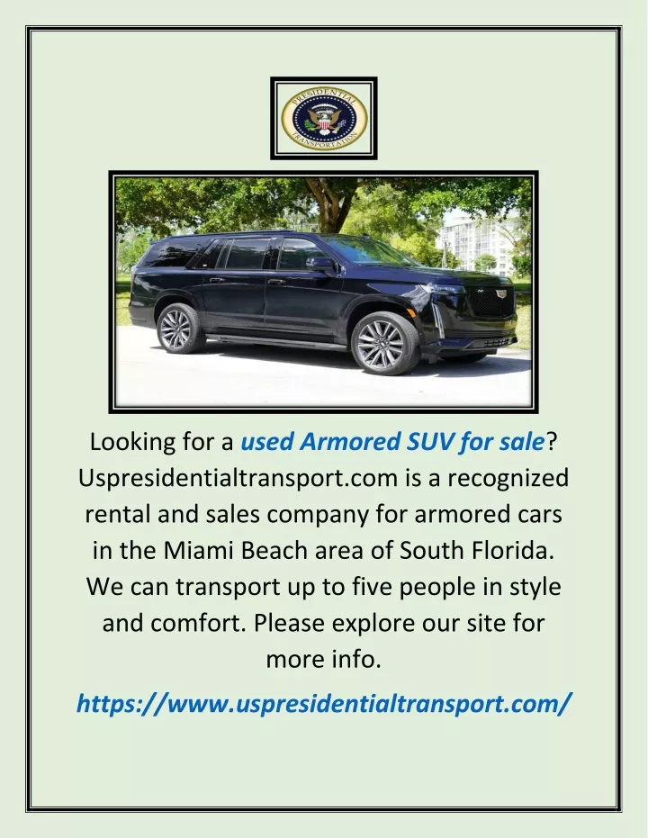 looking for a used armored suv for sale