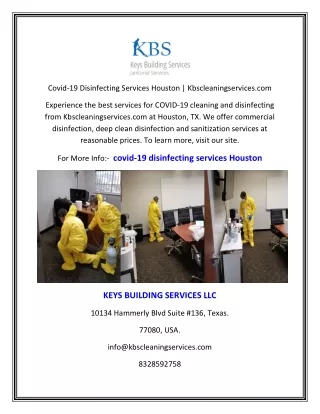 Covid-19 Disinfecting Services Houston | Kbscleaningservices.com