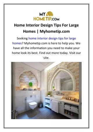 Home Interior Design Tips For Large Homes | Myhometip.com
