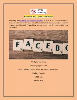 Facebook Ads Common Mistakes  Y2kdm.in