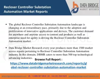 Recloser Controller Substation Automation Market Exclusive Report