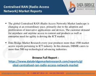Centralised RAN (Radio Access Network) Market steady growth