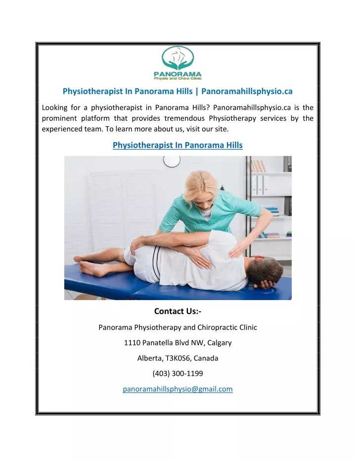 physiotherapist in panorama hills