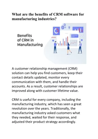 What are the benefits of CRM software for manufacturing industries ?