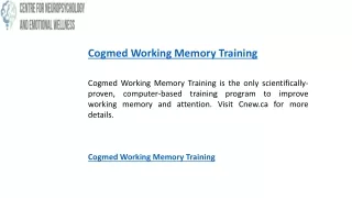 cogmed working memory training