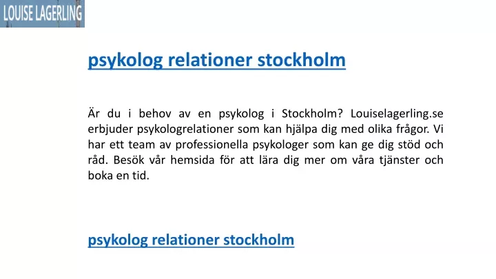 psykolog relationer stockholm