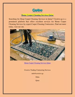 Home Carpet Cleaning Services Qatar  Crestive.qa