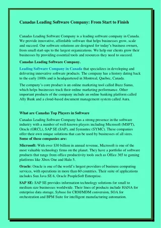 canadas leading software company from start