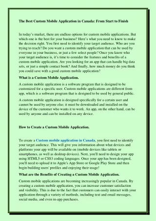the best custom mobile application in canada from