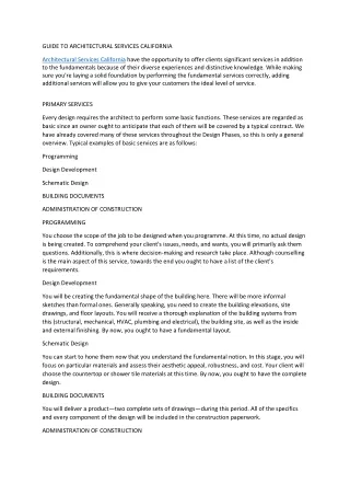 guide to architectural services california