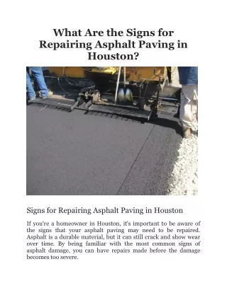Signs for Repairing Asphalt Paving in Houston