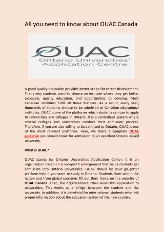 All you need to know about OUAC Canada