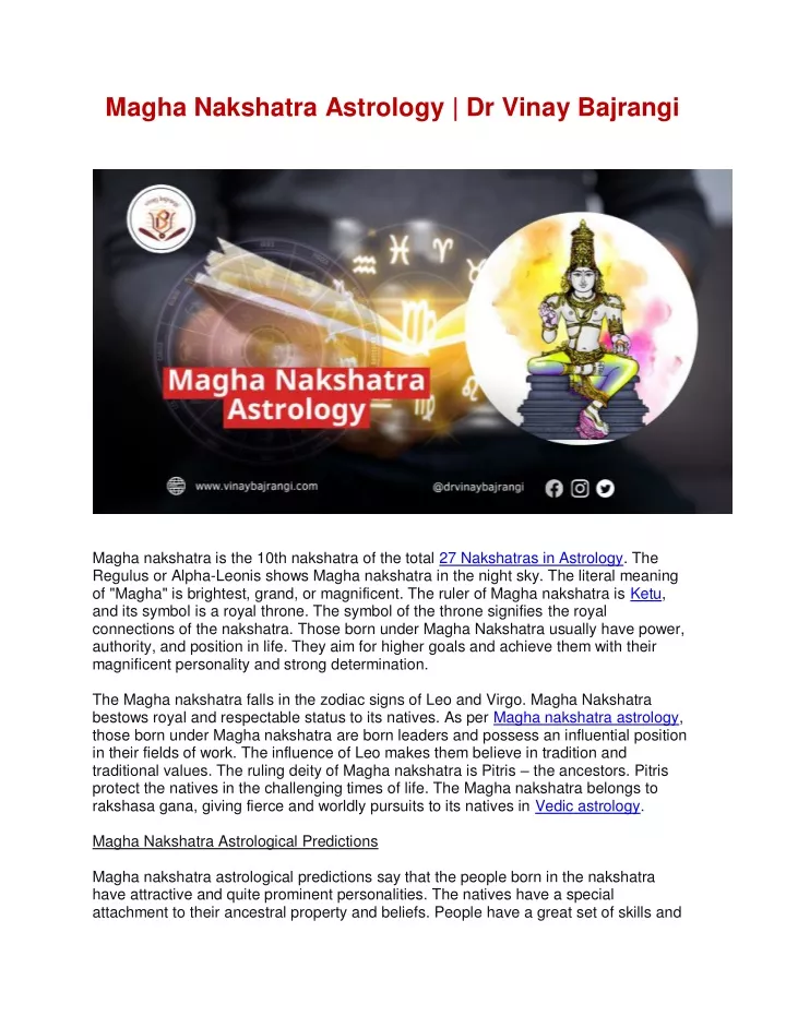 magha nakshatra astrology dr vinay bajrangi