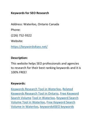 Keywords for SEO Research