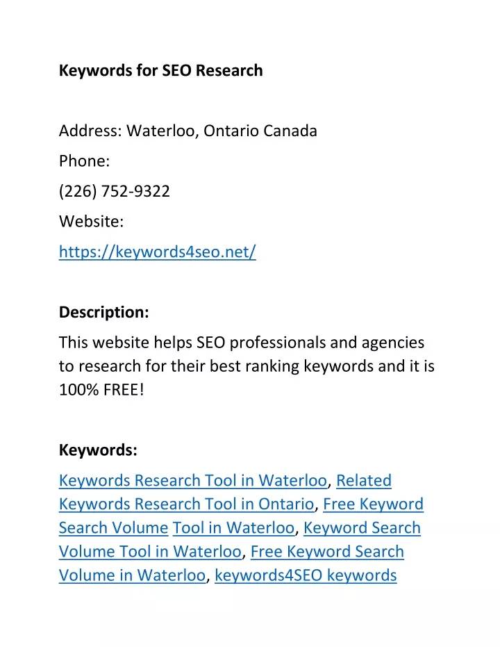 keywords for seo research