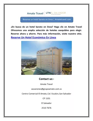 Reserve un hotel barato en línea | Amatetravel.com